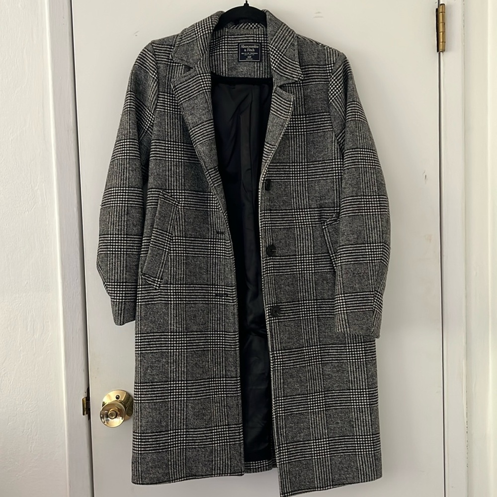 Abercrombie plaid wool dad coat XSP